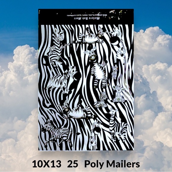 MAILERSNAMORE Other - ( Quantity 25 10x13 ) Zebra Print Baby Zebras Poly Mailers Bag Shipping Envelope